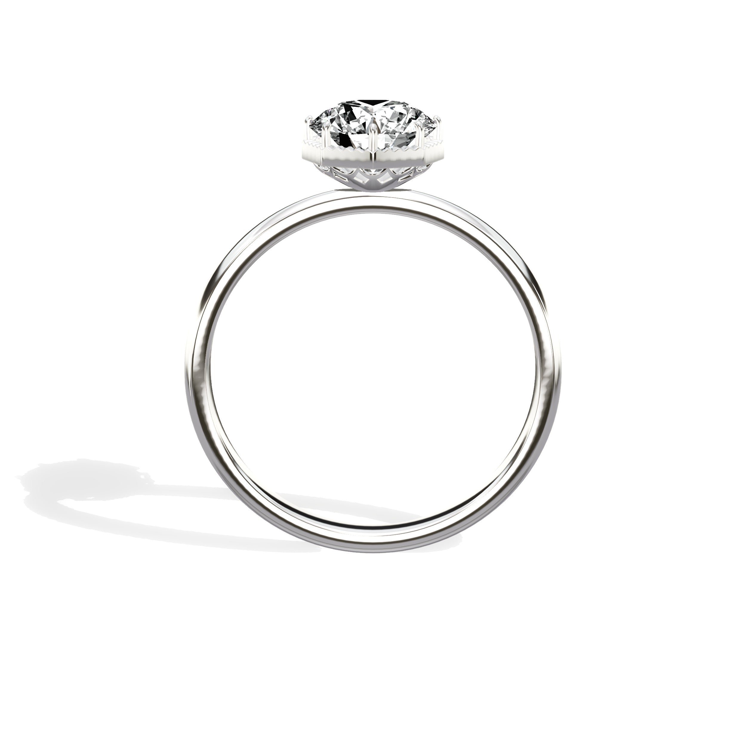 Art Deco Solitaire Round Engagement Ring in White Gold