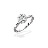 Art Deco Solitaire Round Engagement Ring in White Gold