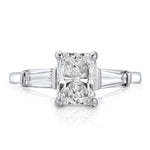 Baguette Three Stone 1.76 ct Long Radiant Engagement Ring in White Gold - The Better Diamonds