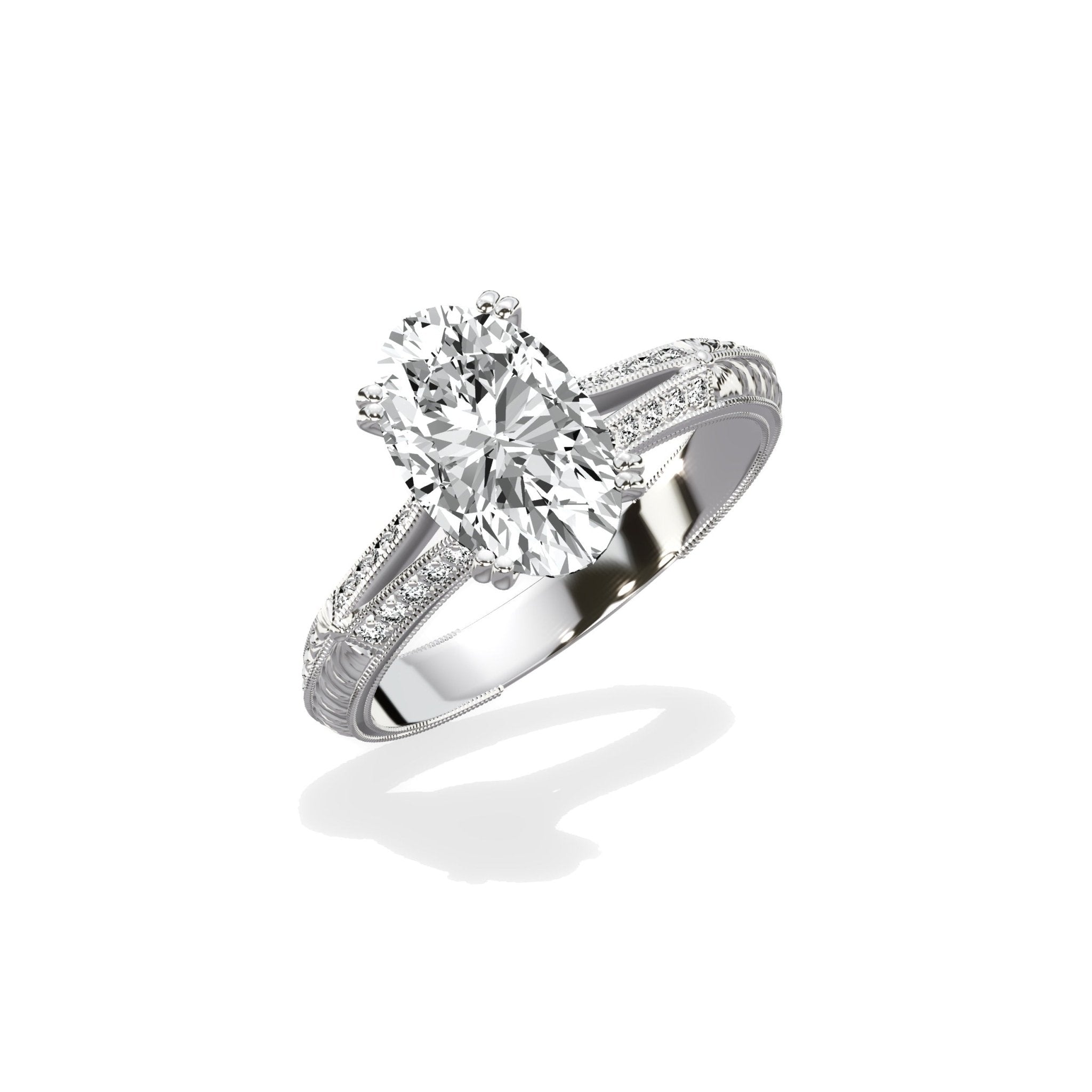 Bali Vintage Style 1.56 ct Oval Engagement Ring in White Gold - The Better Diamonds