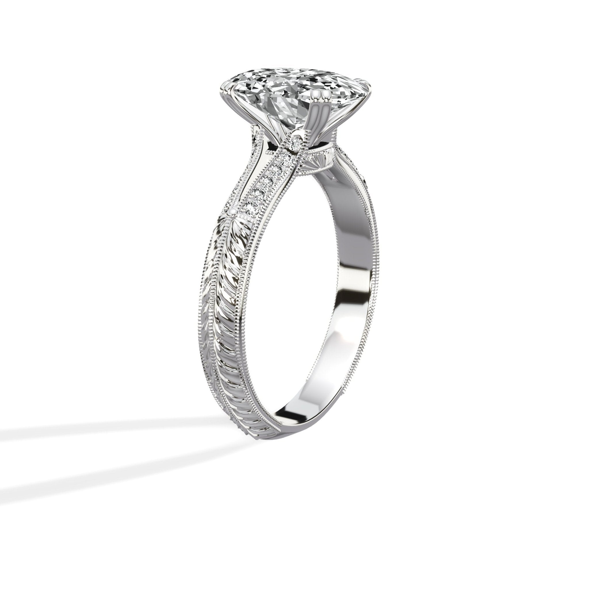 Bali Vintage Style 1.56 ct Oval Engagement Ring in White Gold - The Better Diamonds