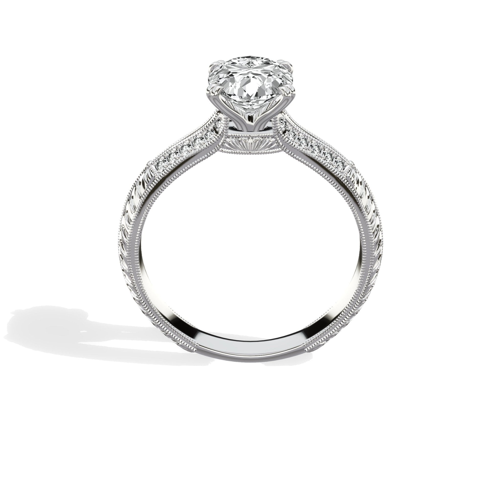 Bali Vintage Style 1.56 ct Oval Engagement Ring in White Gold - The Better Diamonds