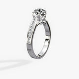 Tapered Solitaire Round Engagement Ring in White Gold