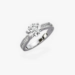 Tapered Solitaire Round Engagement Ring in White Gold