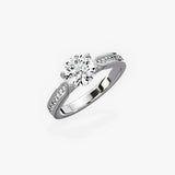 Tapered Solitaire Round Engagement Ring in White Gold