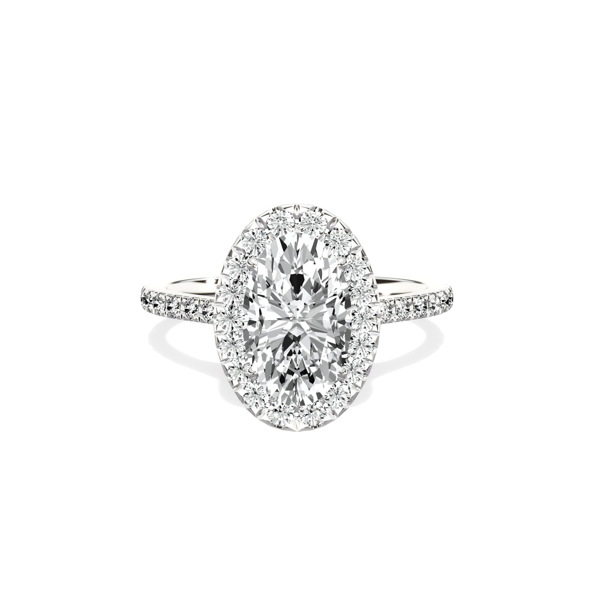 Classic Halo Cathedral 1.63 ct Oval Engagement Ring in White Gold - The Better Diamonds