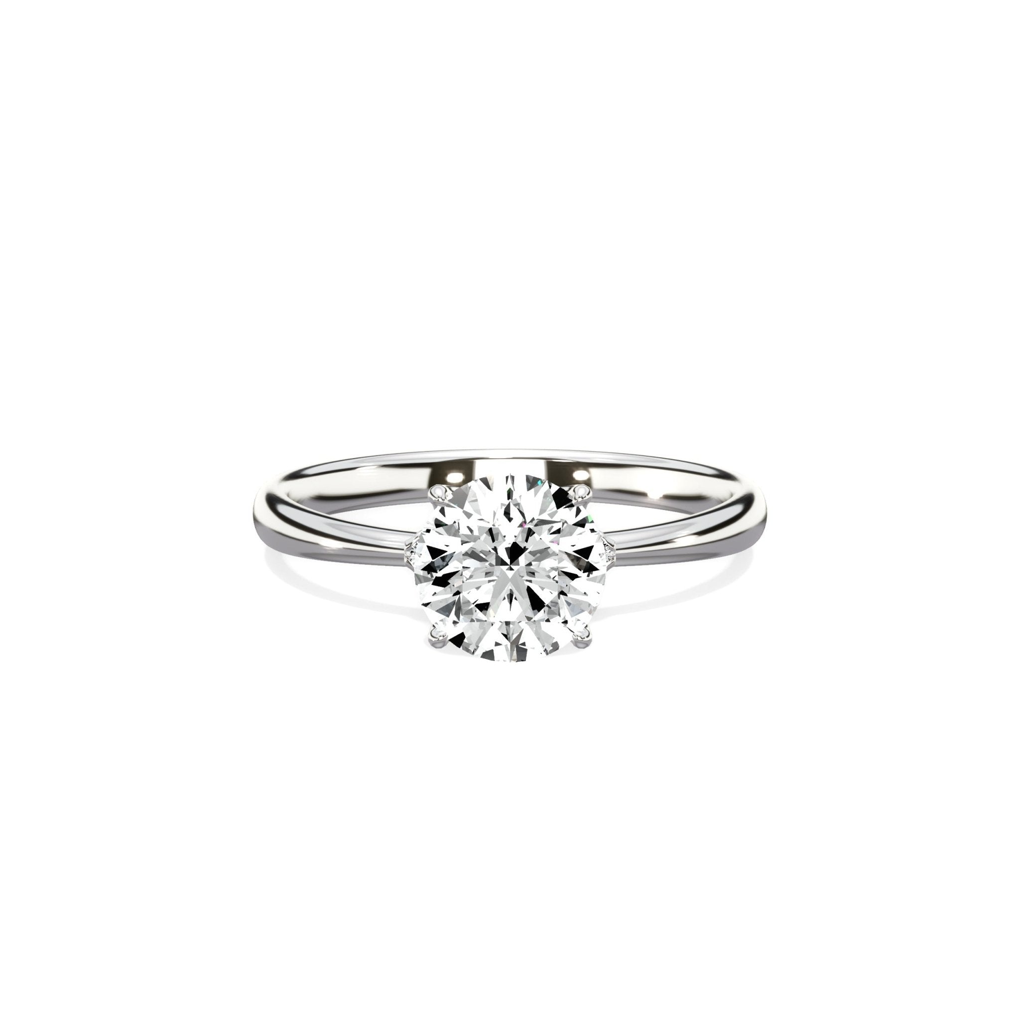 European Solitaire 1.01 ct Round Engagement Ring in White Gold - The Better Diamonds