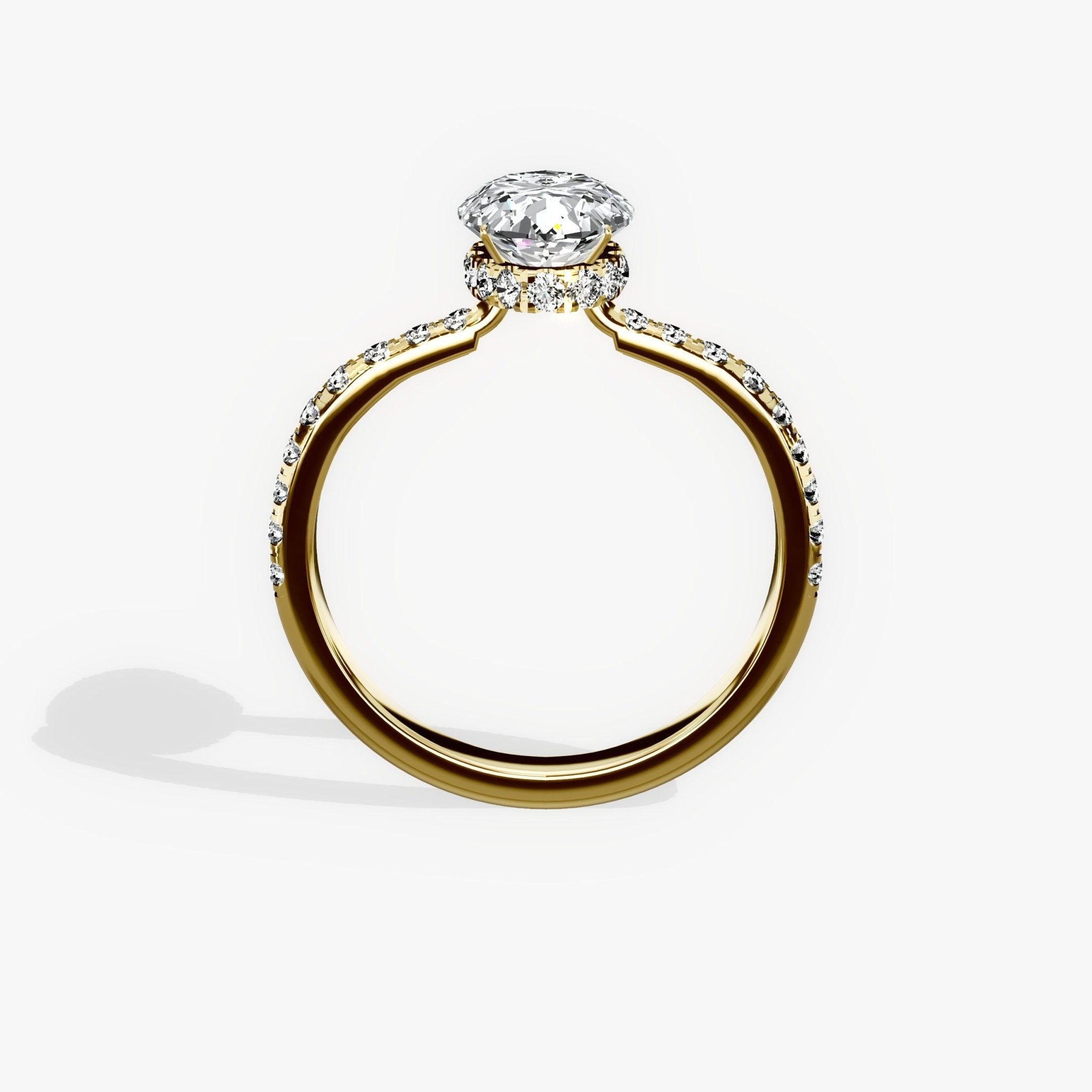 Fortuna Hidden Halo 1.83 ct Oval Engagement Ring in Yellow Gold - The Better Diamonds
