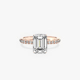 Fortuna Hidden Halo 2.01 ct Emerald Engagement Ring in Rose Gold - The Better Diamonds
