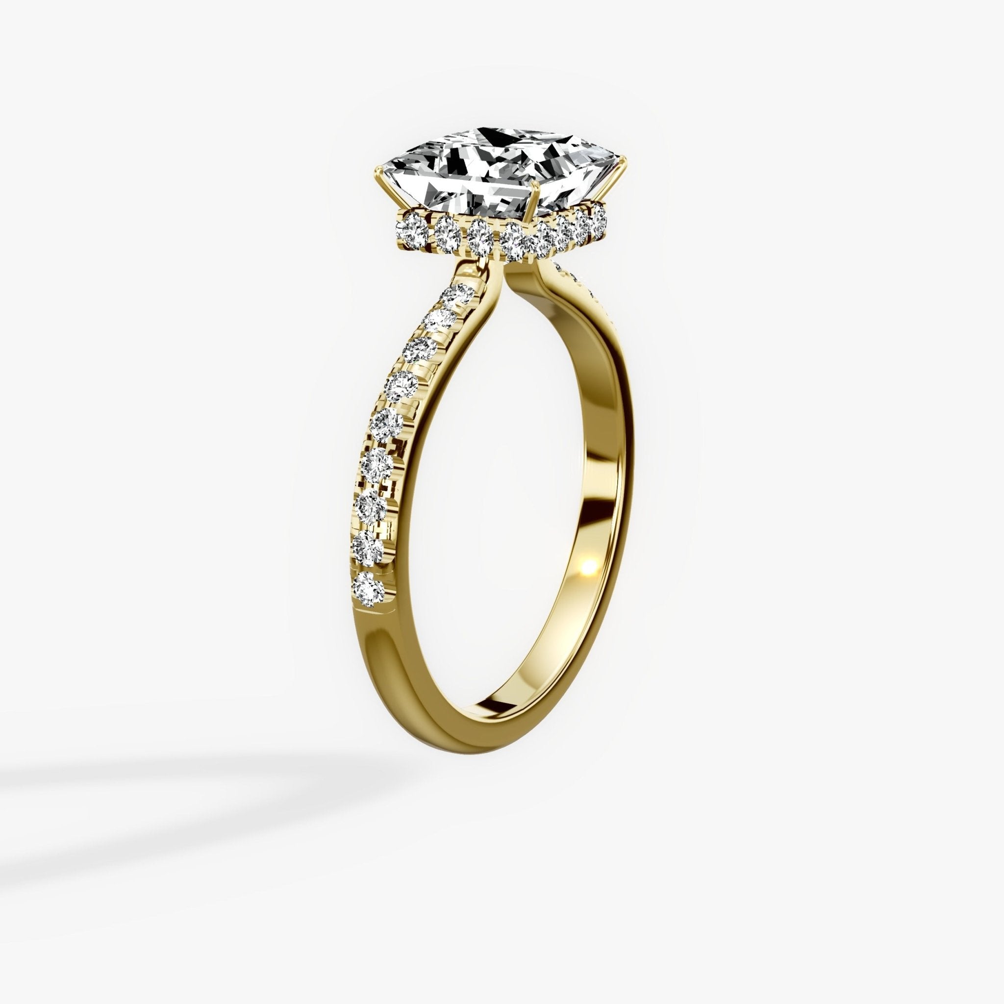Fortuna Hidden Halo 2.01 ct Princess Engagement Ring in Yellow Gold - The Better Diamonds