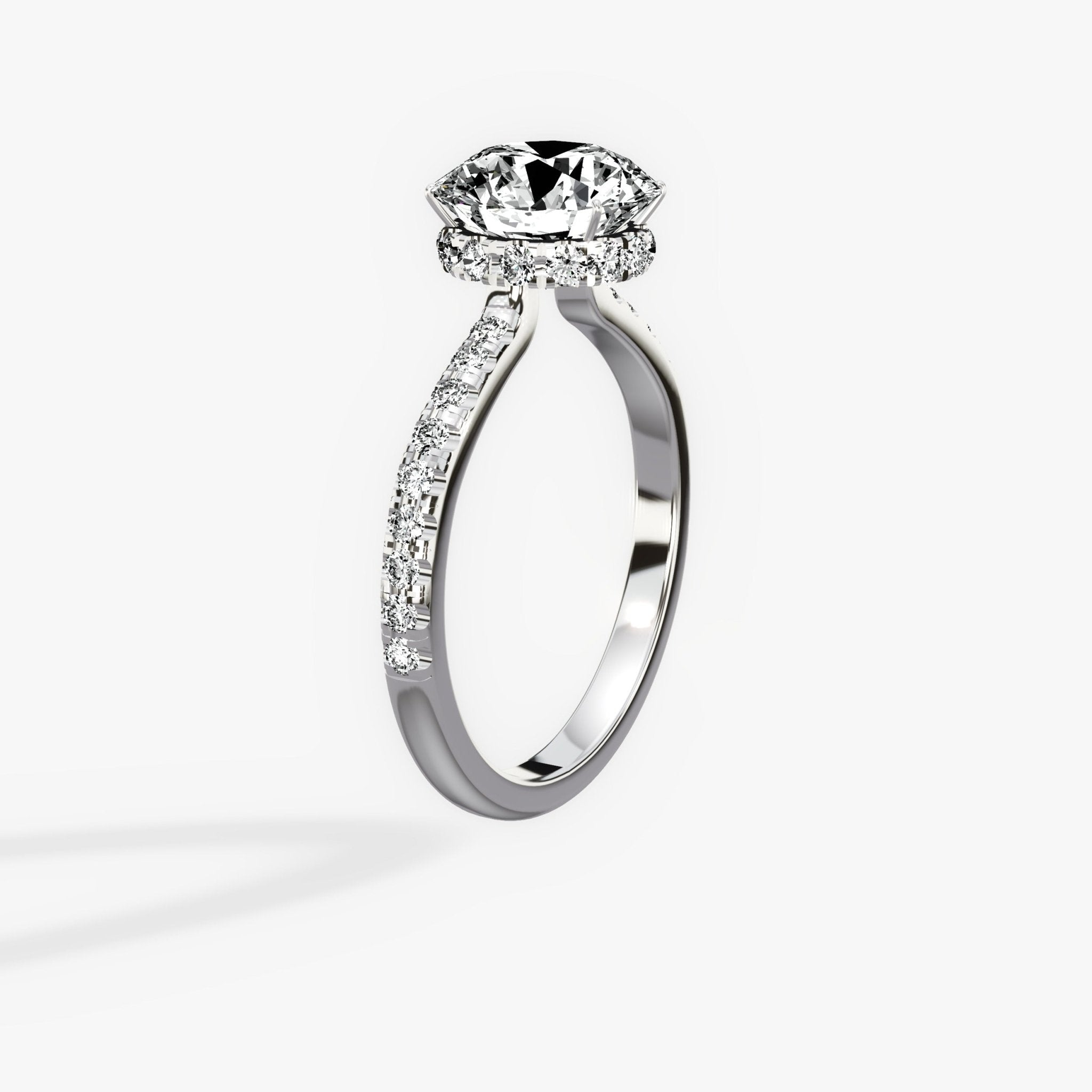 Fortuna Hidden Halo 2.02 ct Round Engagement Ring in White Gold - The Better Diamonds