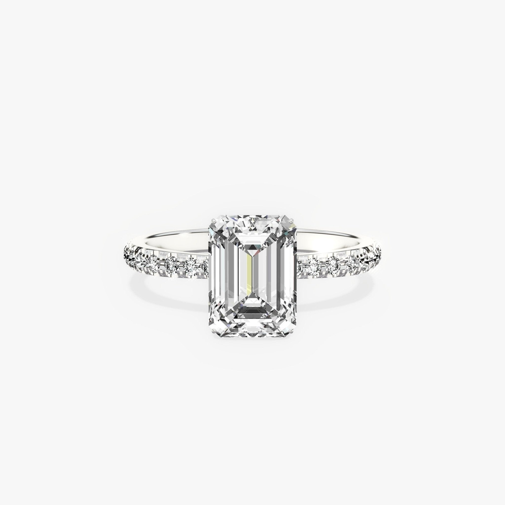Fortuna Hidden Halo 2.11 ct Emerald Engagement Ring in White Gold - The Better Diamonds