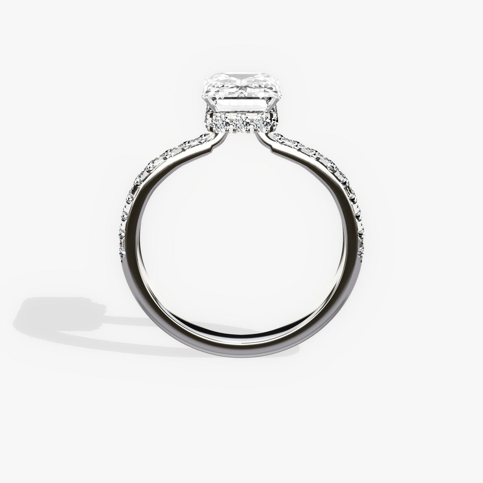 Fortuna Hidden Halo 2.11 ct Emerald Engagement Ring in White Gold - The Better Diamonds