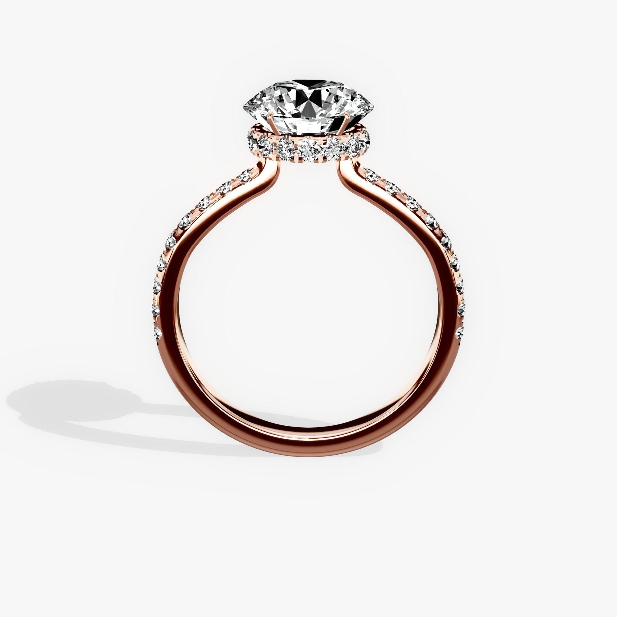Fortuna Hidden Halo 2.16 ct Round Engagement Ring in Rose Gold - The Better Diamonds