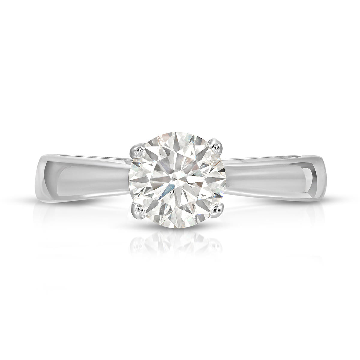 Sercret Diamond Solitaire Round Engagement Ring in White Gold