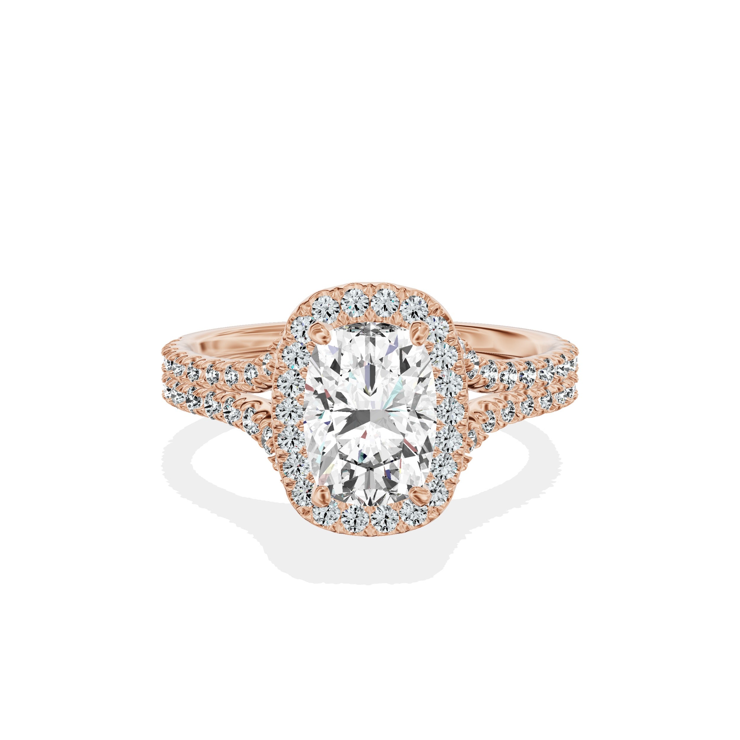 Split Shank Hidden Halo Engagement Ring