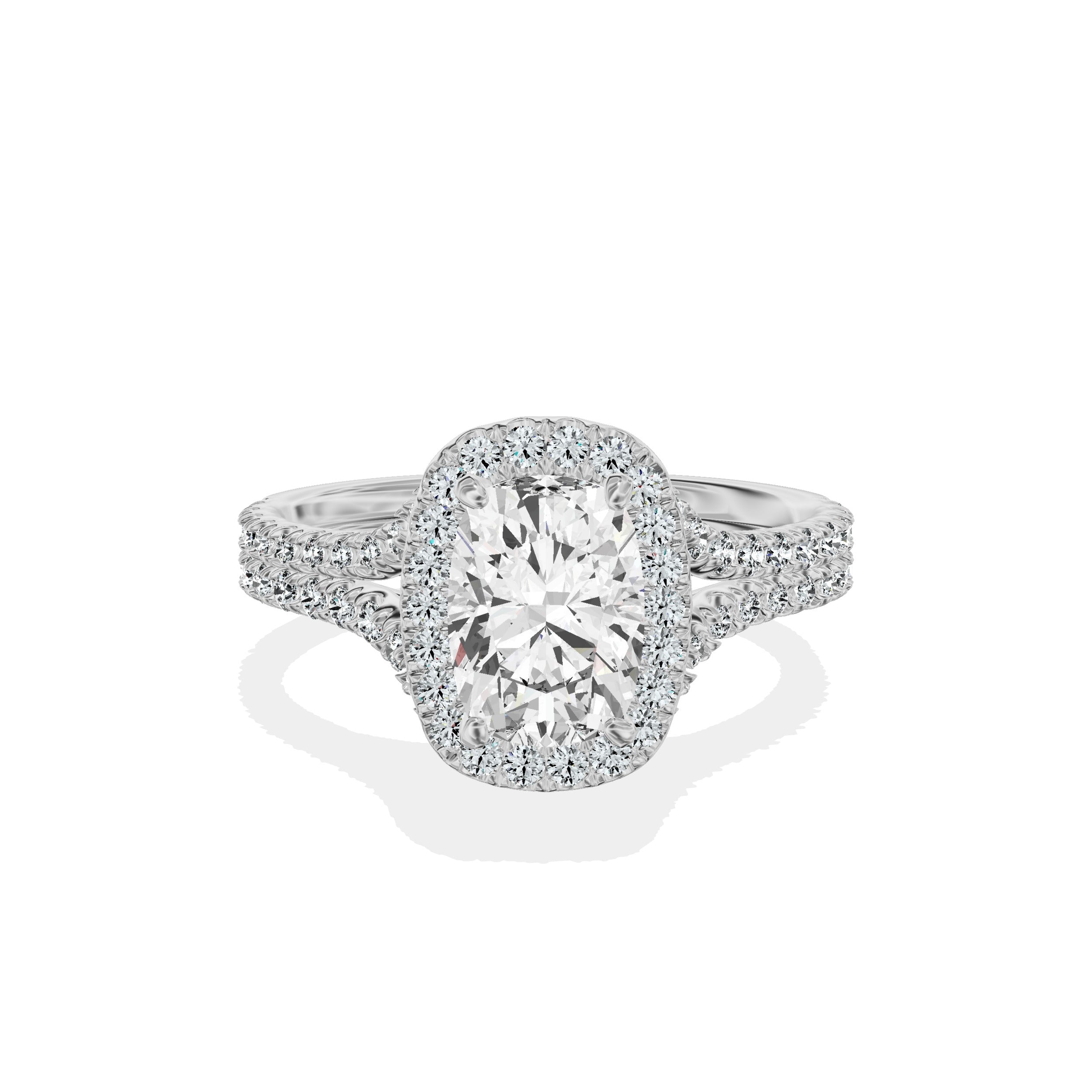Split Shank Hidden Halo Engagement Ring