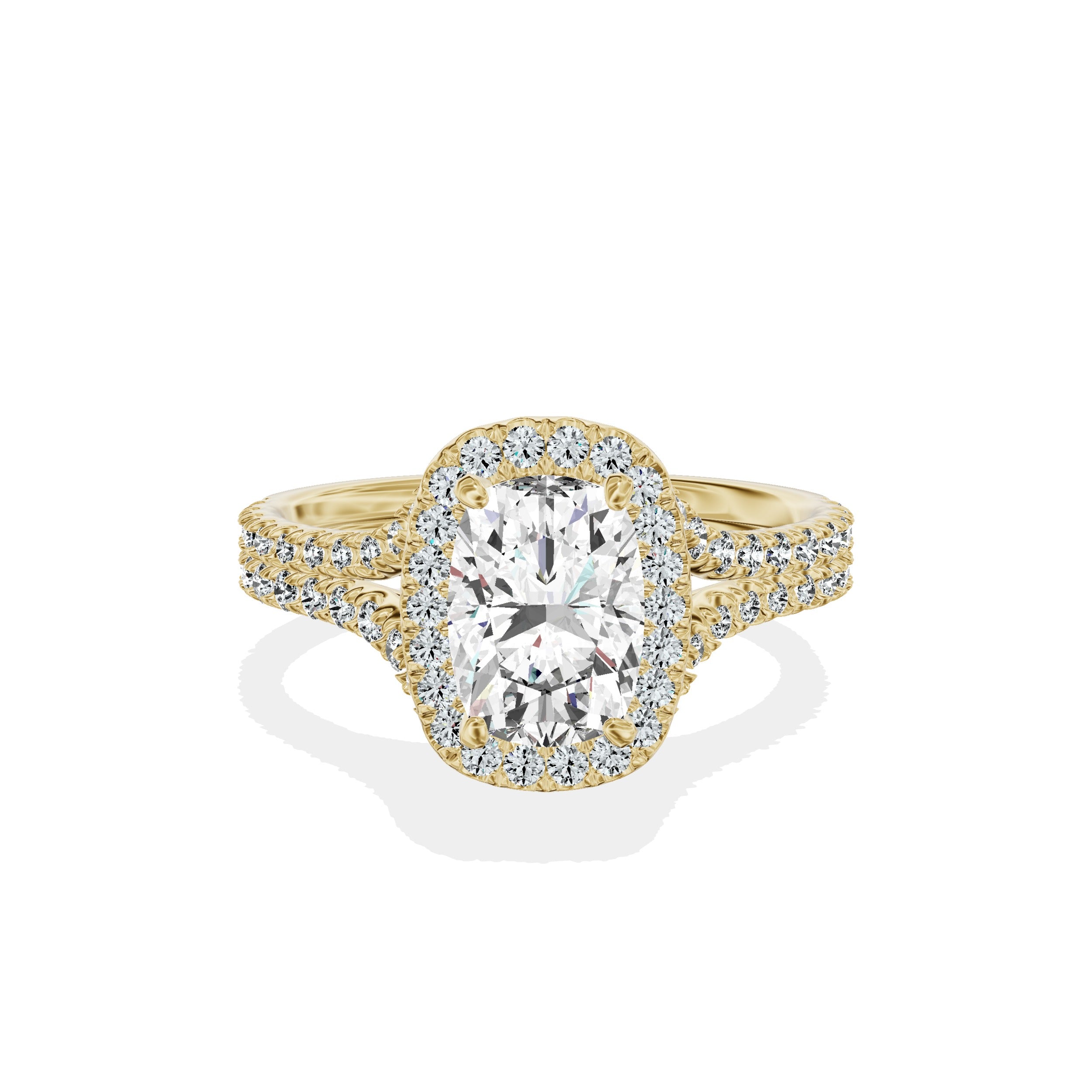 Split Shank Hidden Halo Engagement Ring