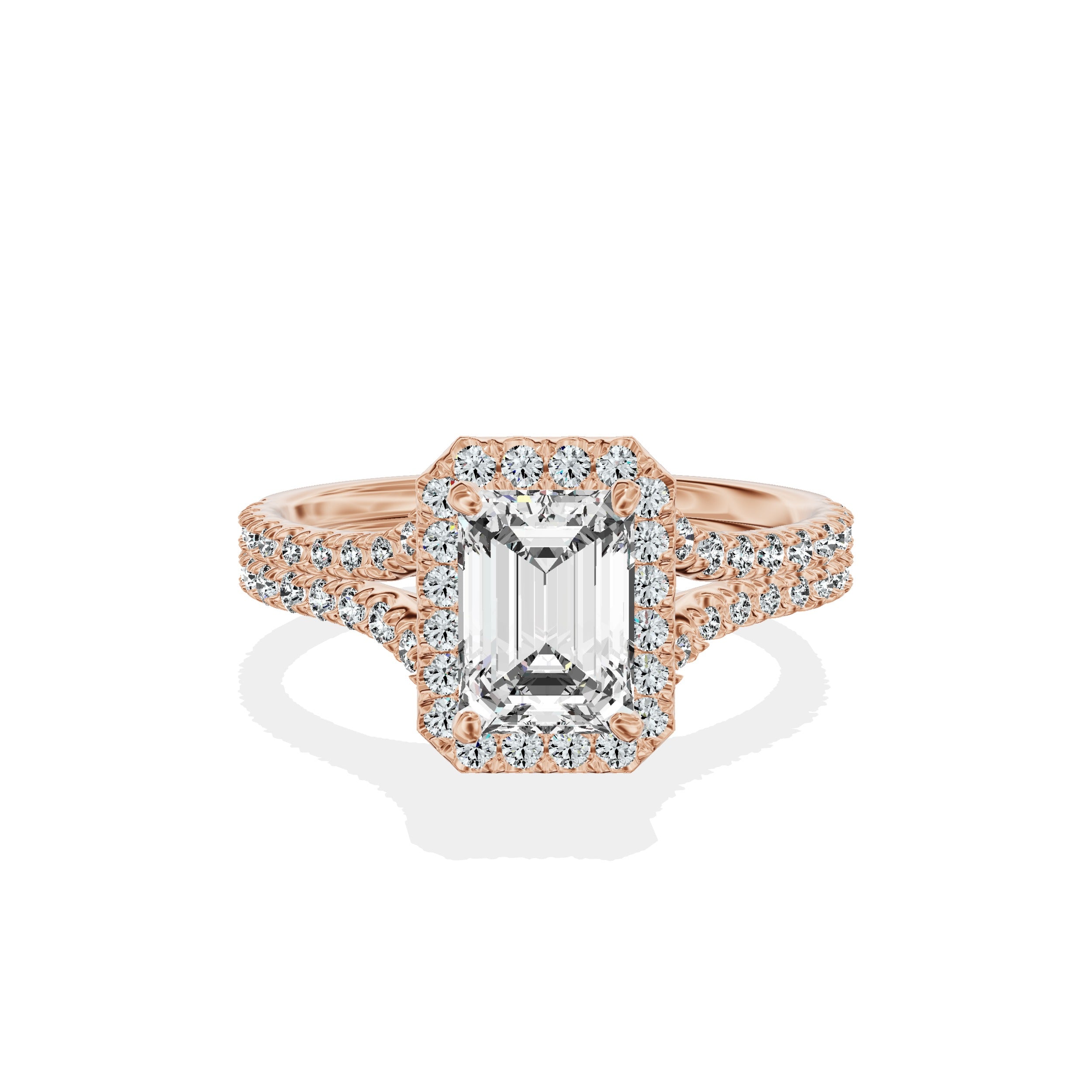 Split Shank Hidden Halo Engagement Ring