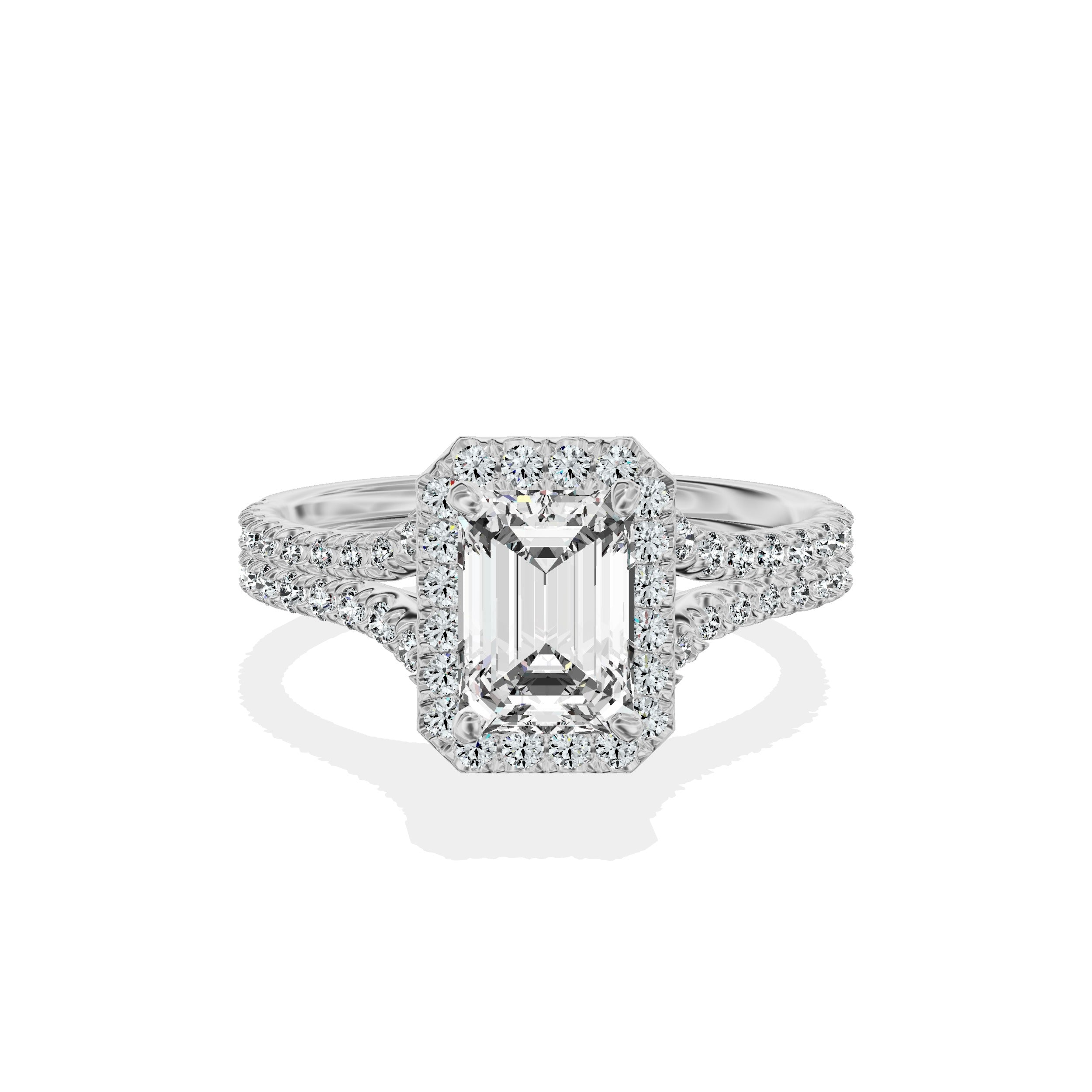 Split Shank Hidden Halo Engagement Ring