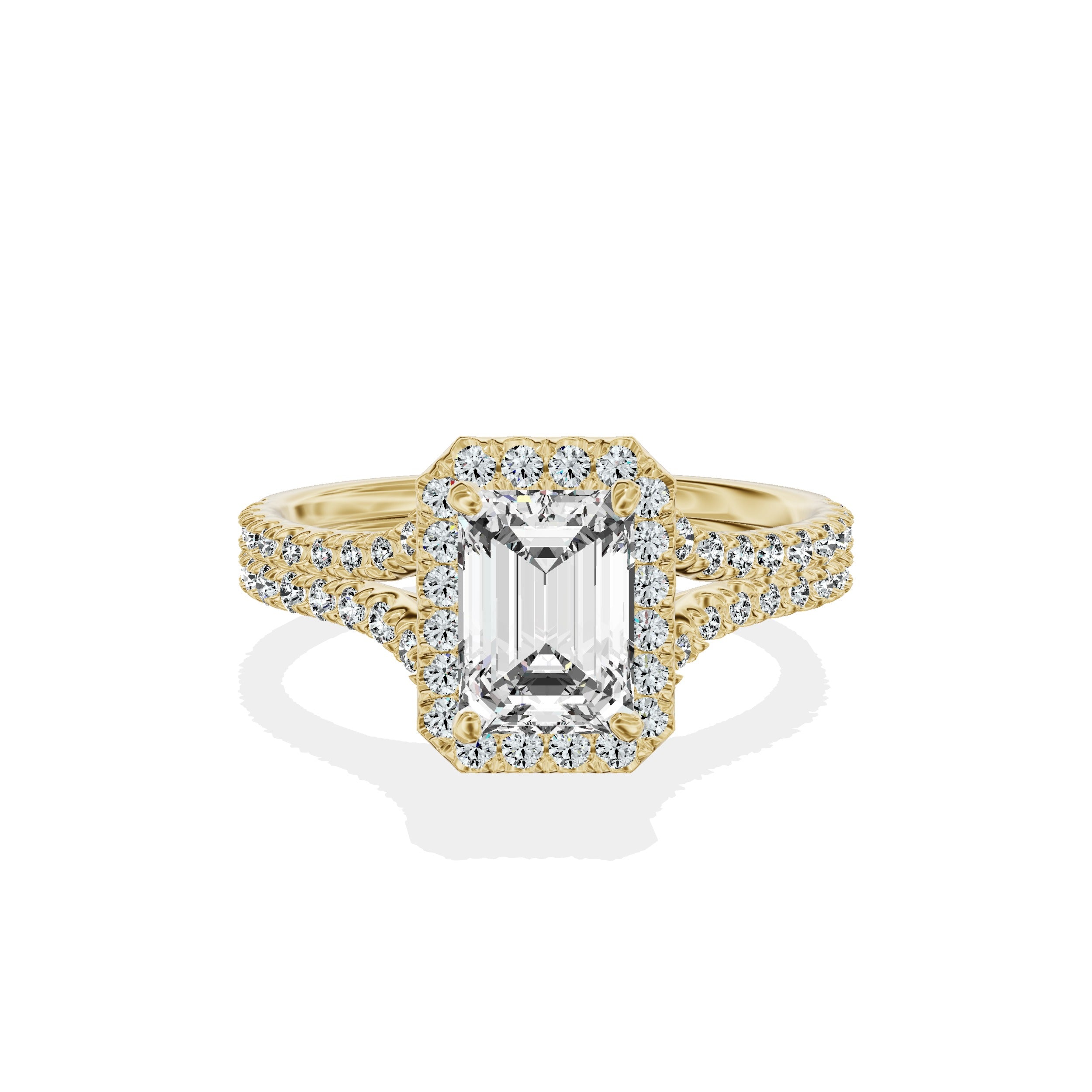 Split Shank Hidden Halo Engagement Ring