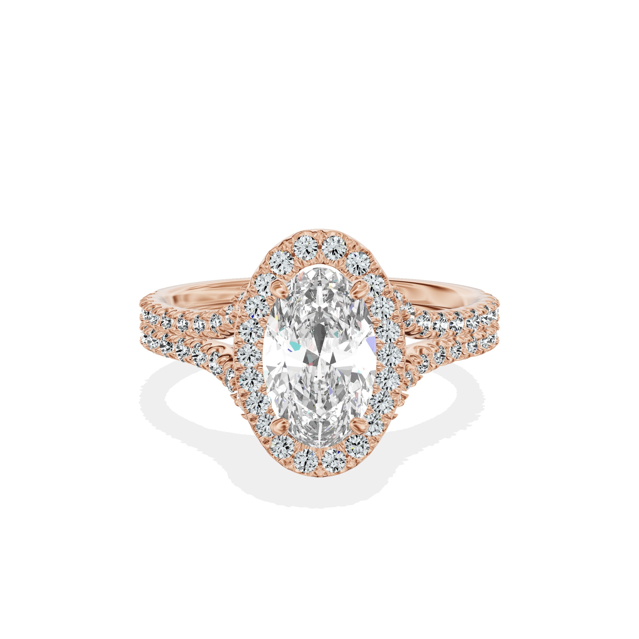 Split Shank Hidden Halo Engagement Ring