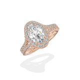 Split Shank Hidden Halo Engagement Ring