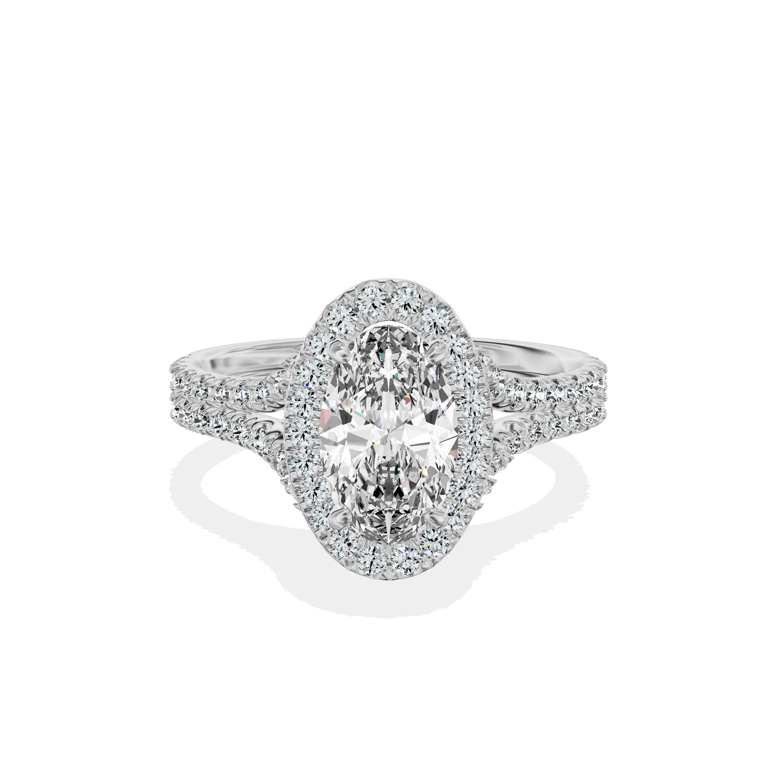Split Shank Hidden Halo Engagement Ring