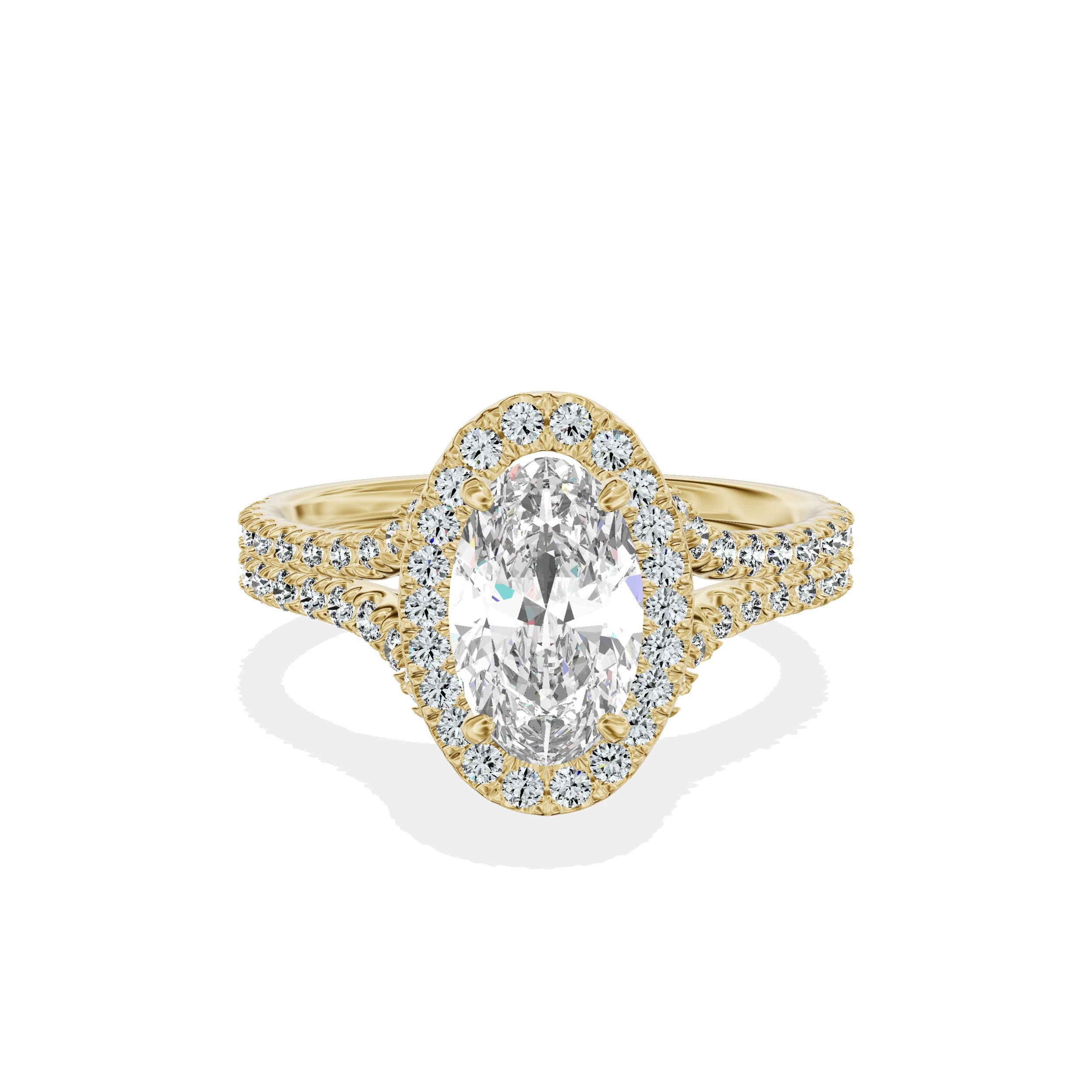 Split Shank Hidden Halo Engagement Ring