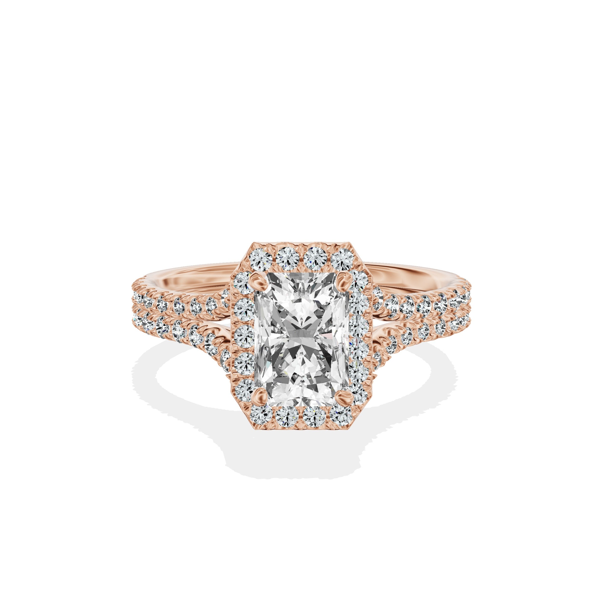Split Shank Hidden Halo Engagement Ring