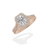 Split Shank Hidden Halo Engagement Ring