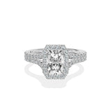 Split Shank Hidden Halo Engagement Ring
