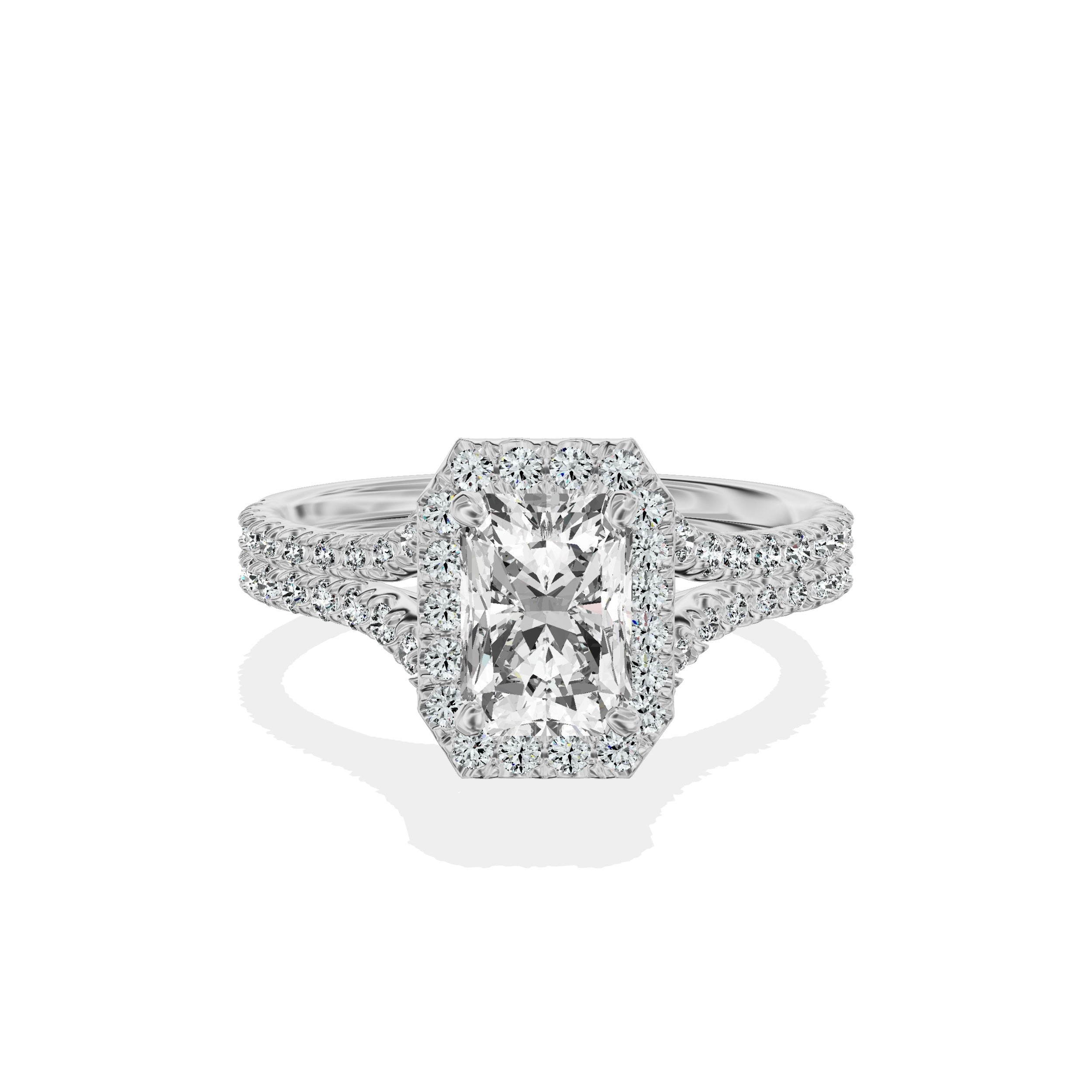 Split Shank Hidden Halo Engagement Ring