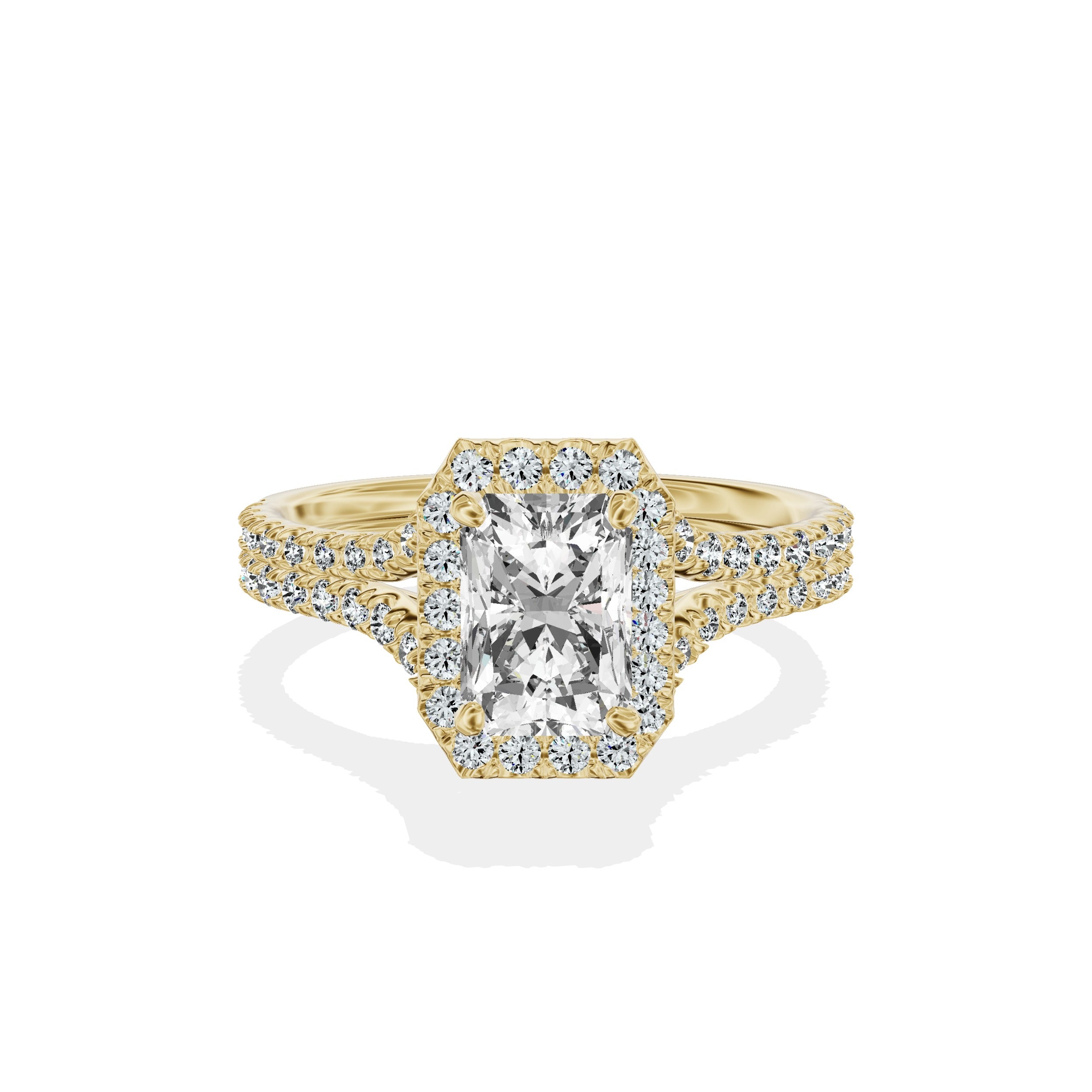 Split Shank Hidden Halo Engagement Ring