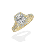 Split Shank Hidden Halo Engagement Ring