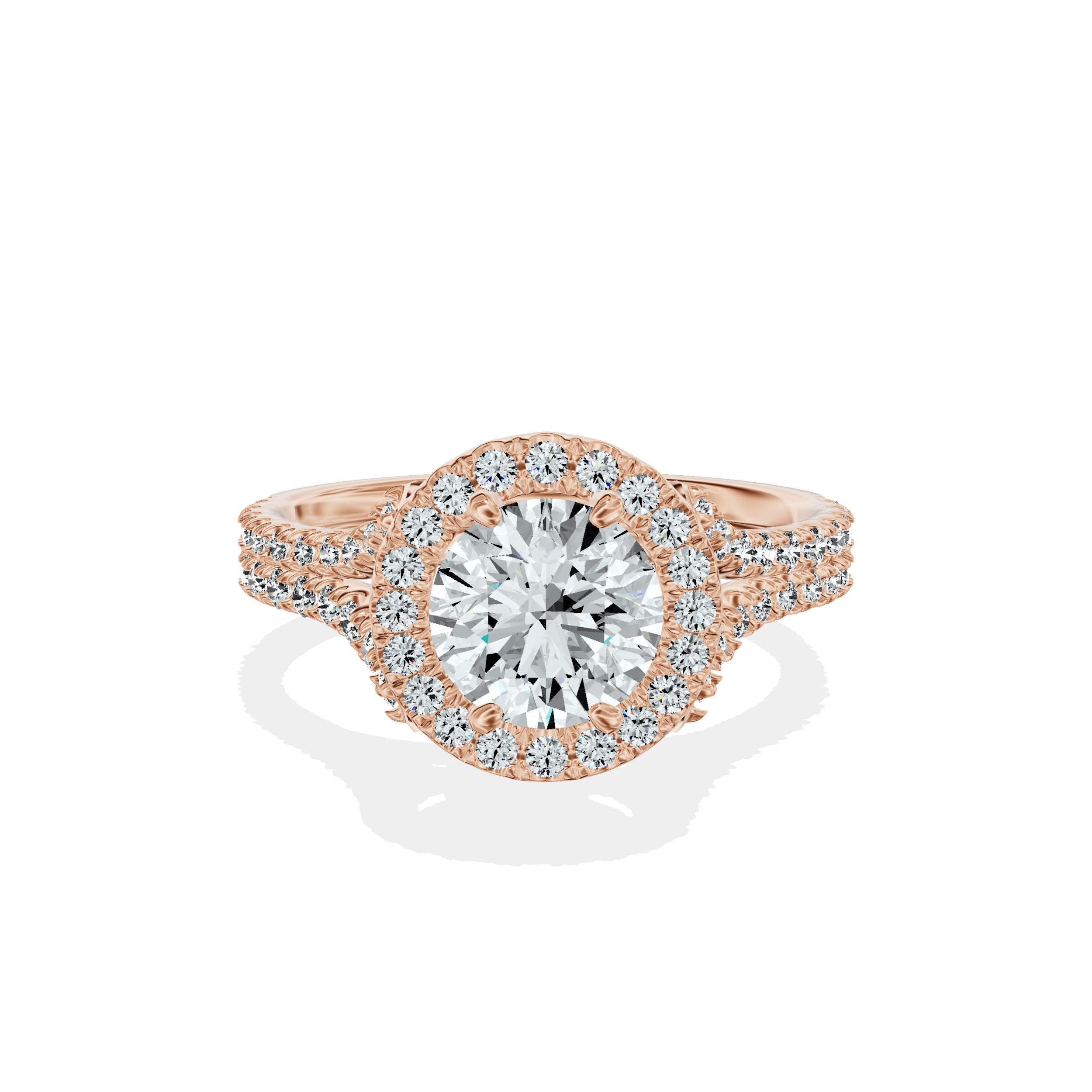 Split Shank Hidden Halo Engagement Ring