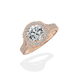 Split Shank Hidden Halo Engagement Ring