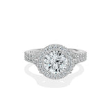 Split Shank Hidden Halo Engagement Ring