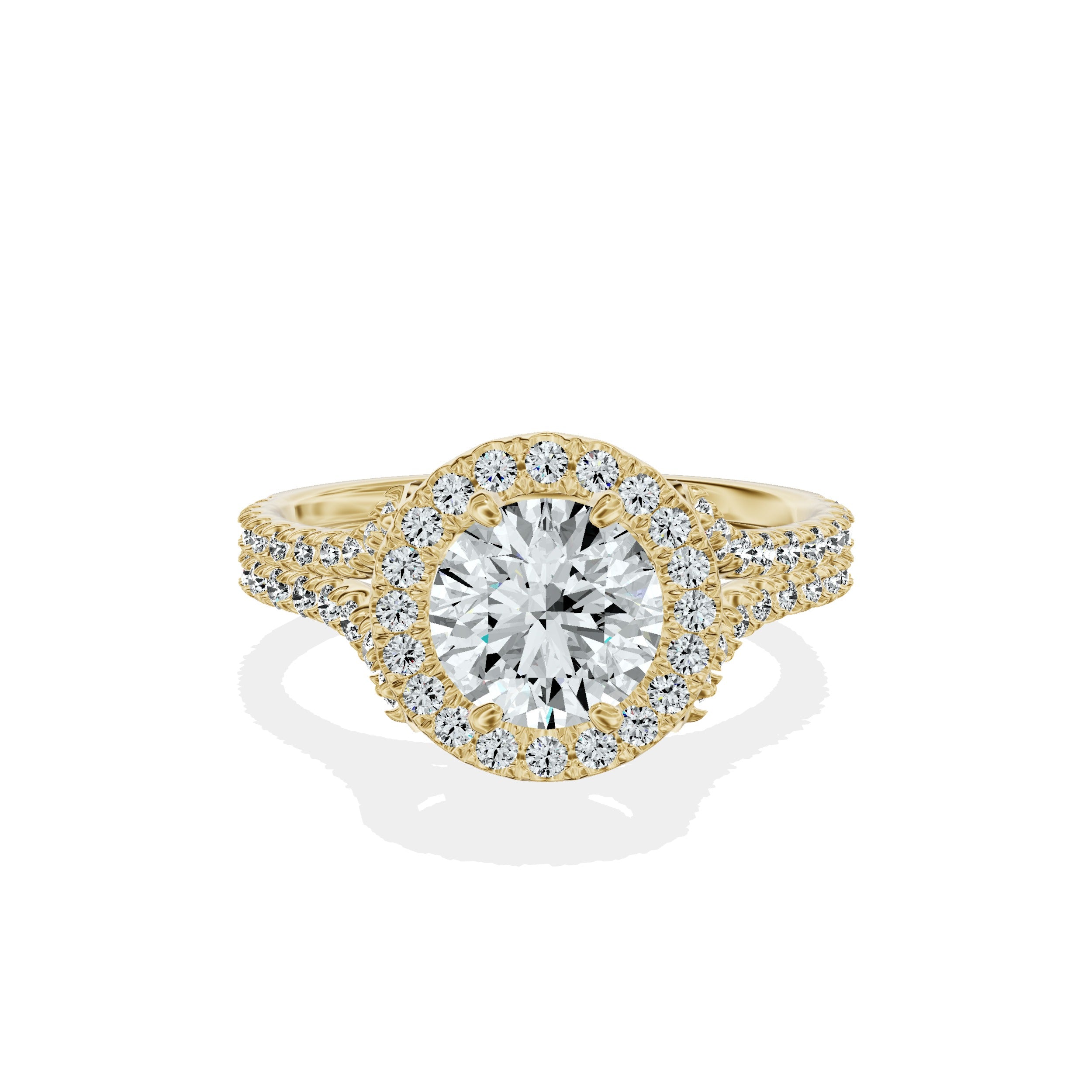 Split Shank Hidden Halo Engagement Ring