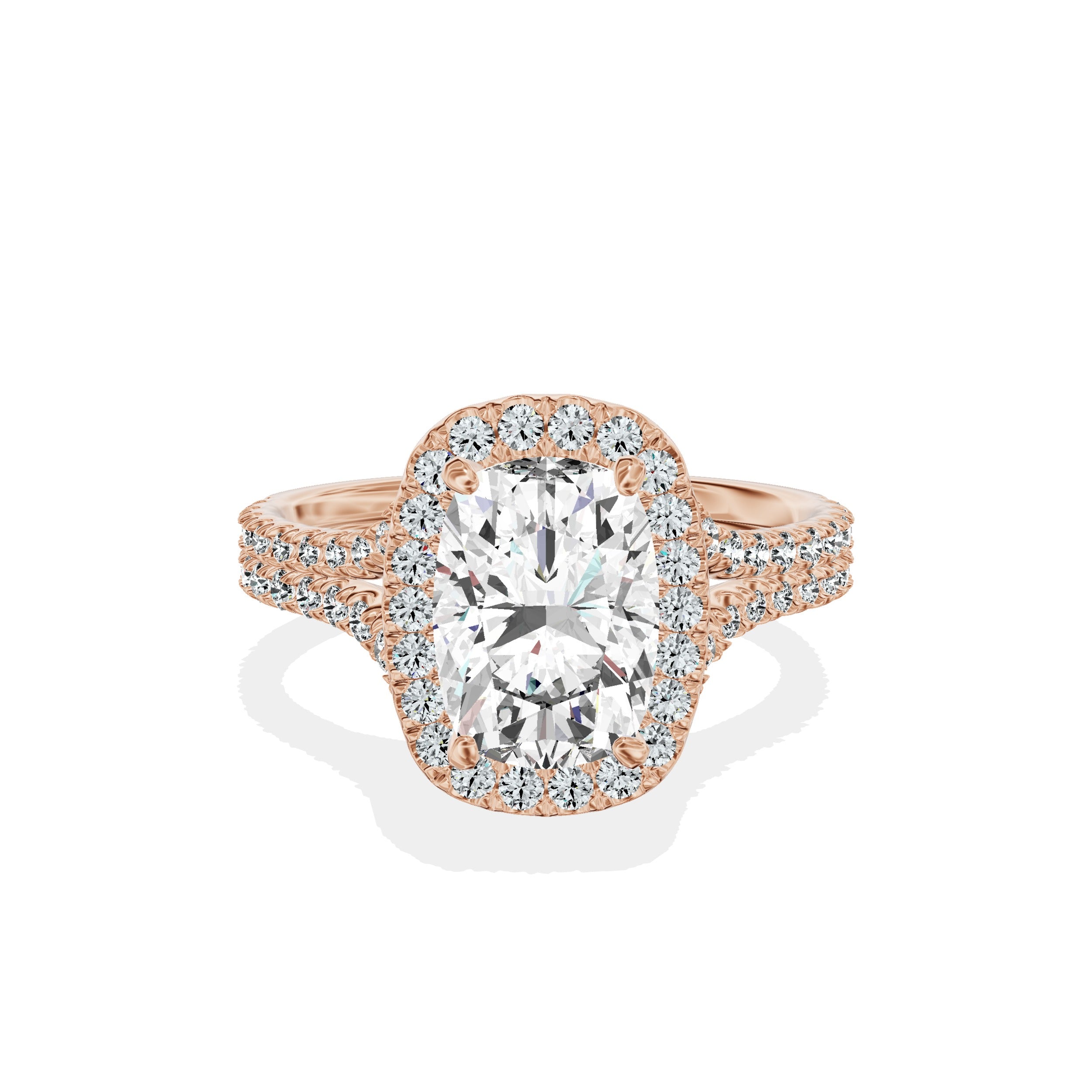Split Shank Hidden Halo Engagement Ring