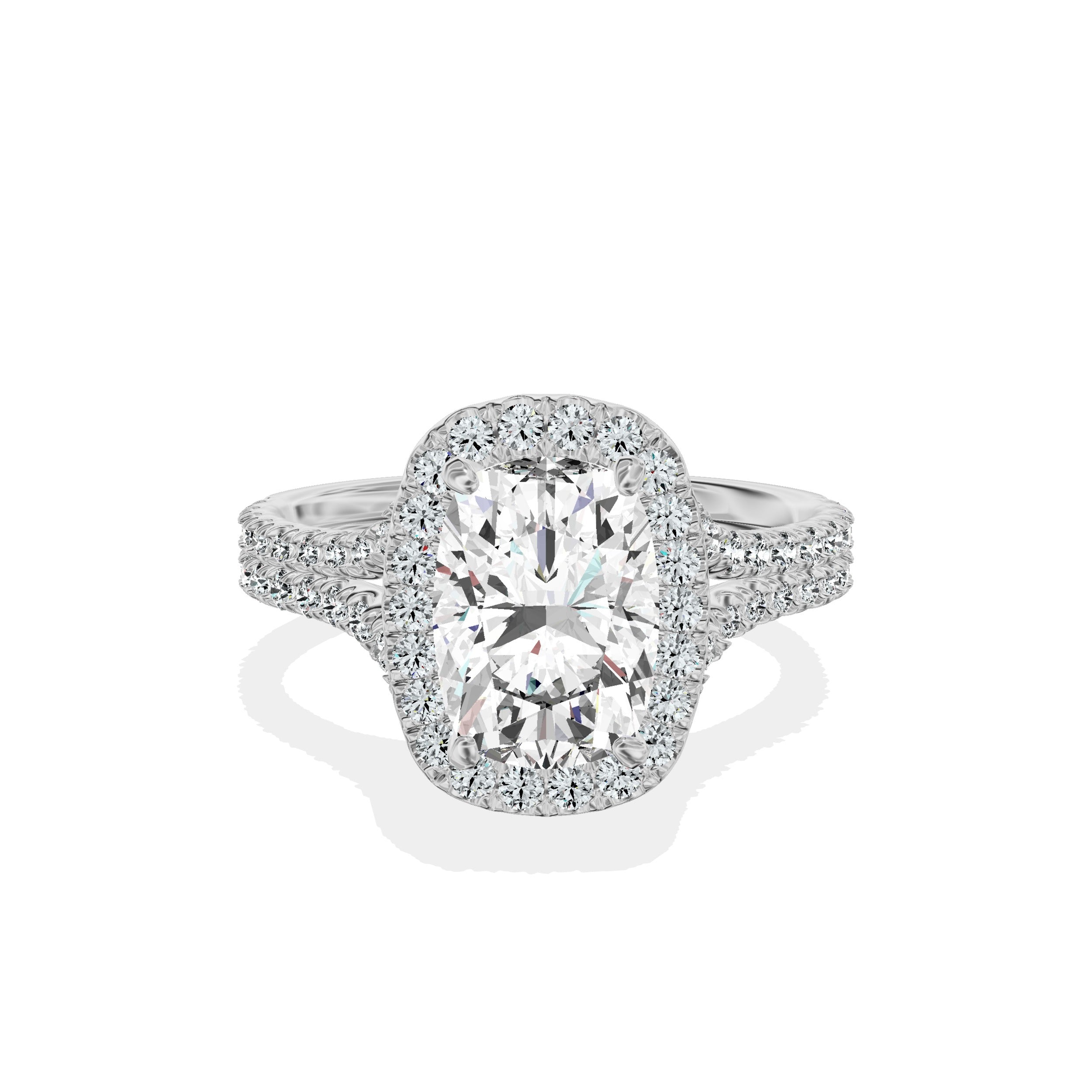 Split Shank Hidden Halo Engagement Ring