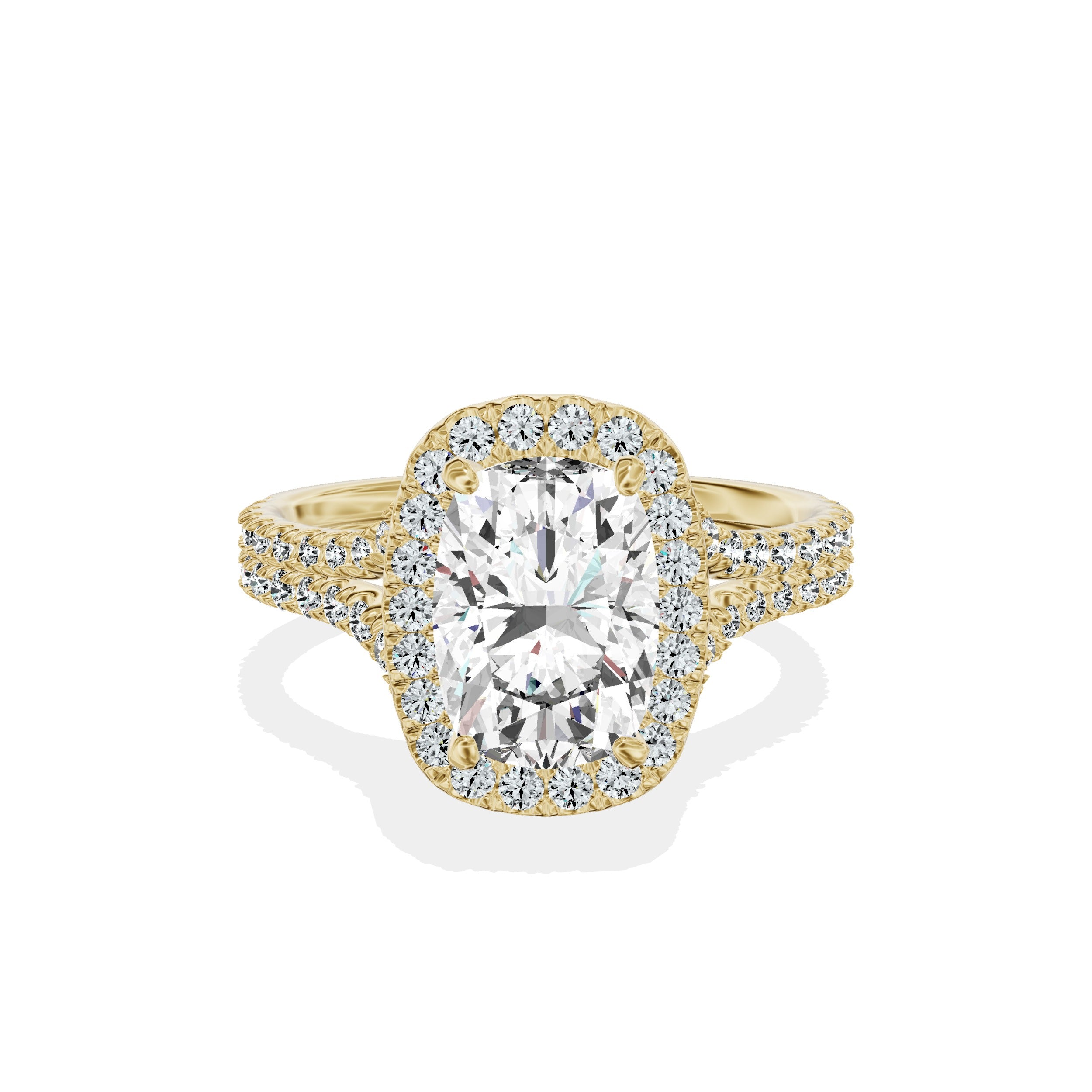 Split Shank Hidden Halo Engagement Ring