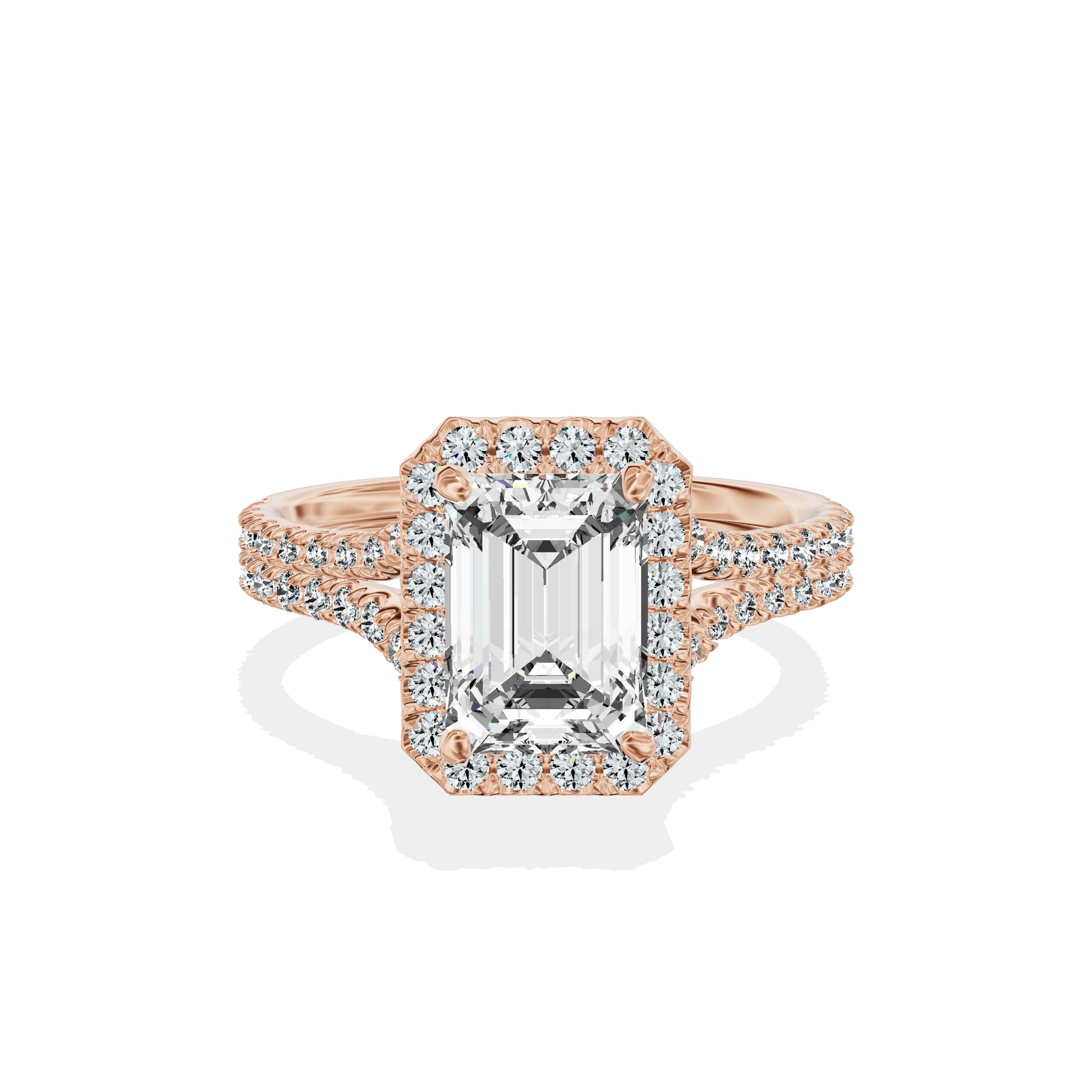 Split Shank Hidden Halo Engagement Ring