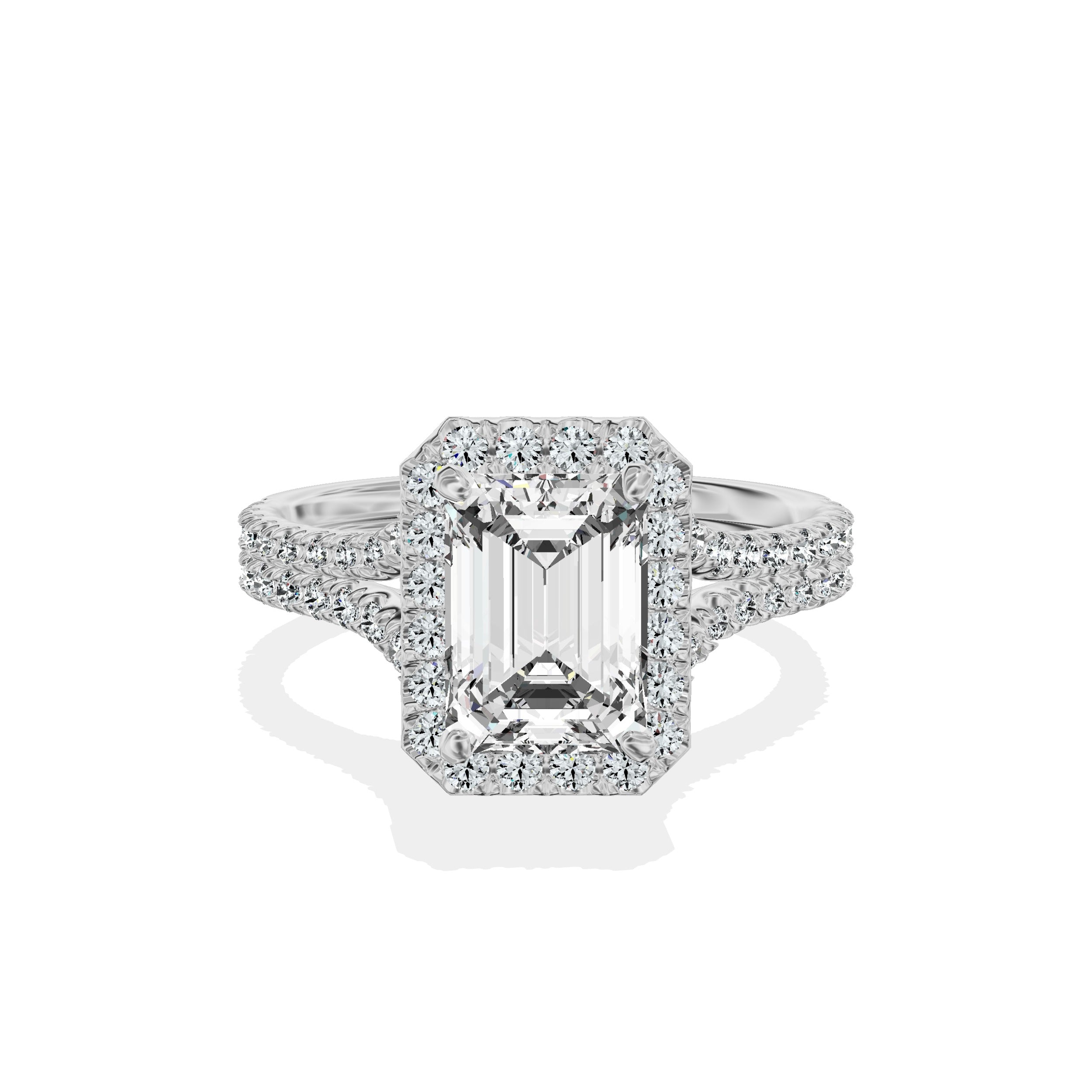 Split Shank Hidden Halo Engagement Ring