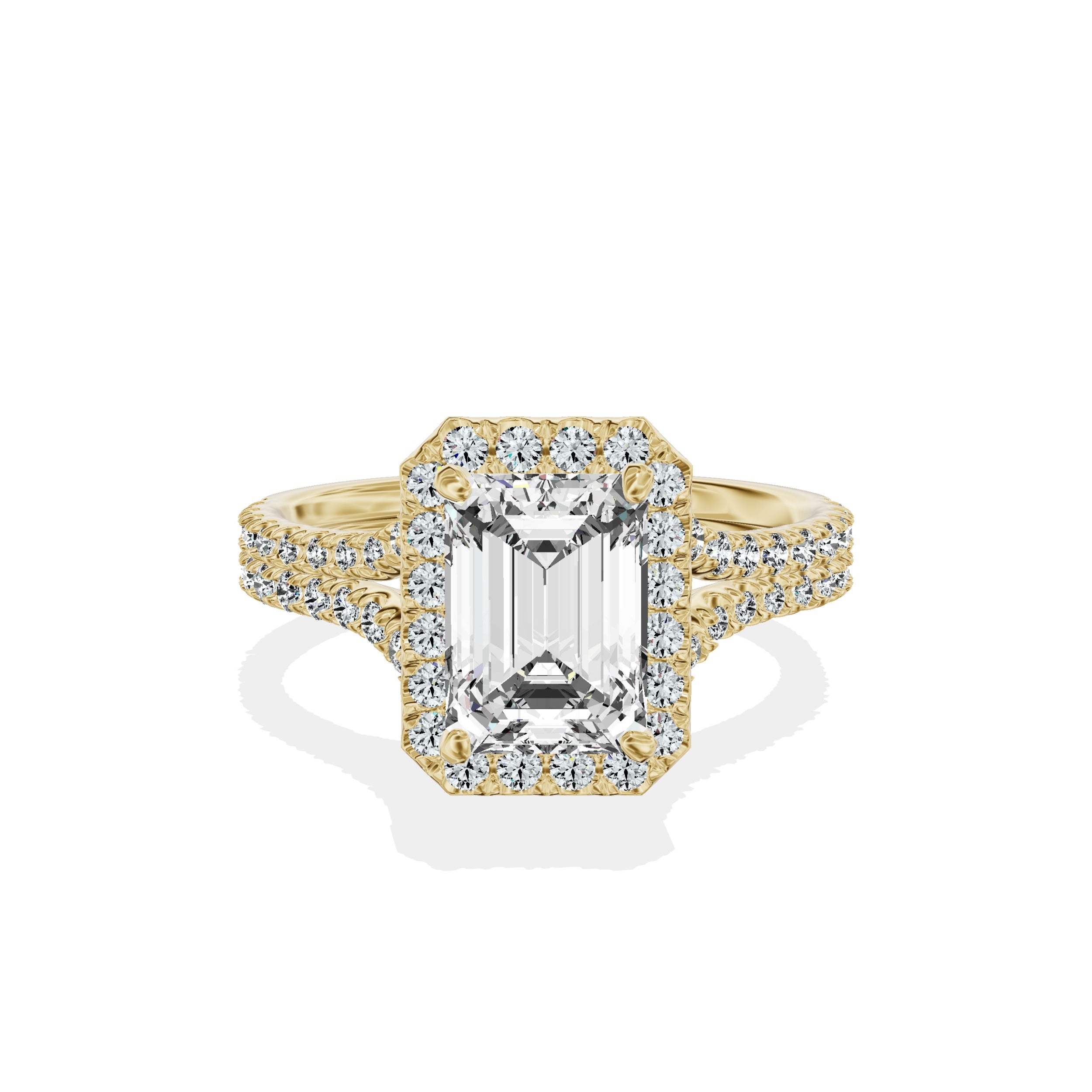 Split Shank Hidden Halo Engagement Ring