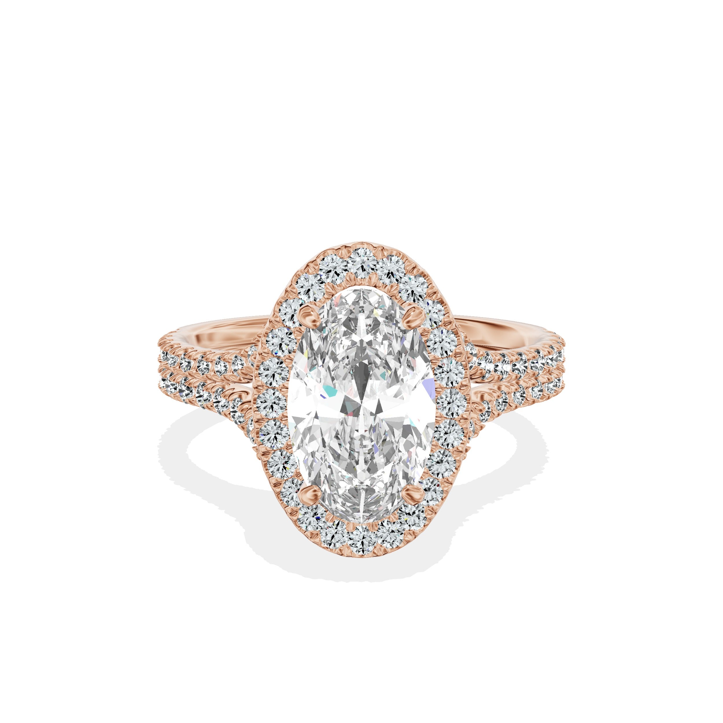 Split Shank Hidden Halo Engagement Ring