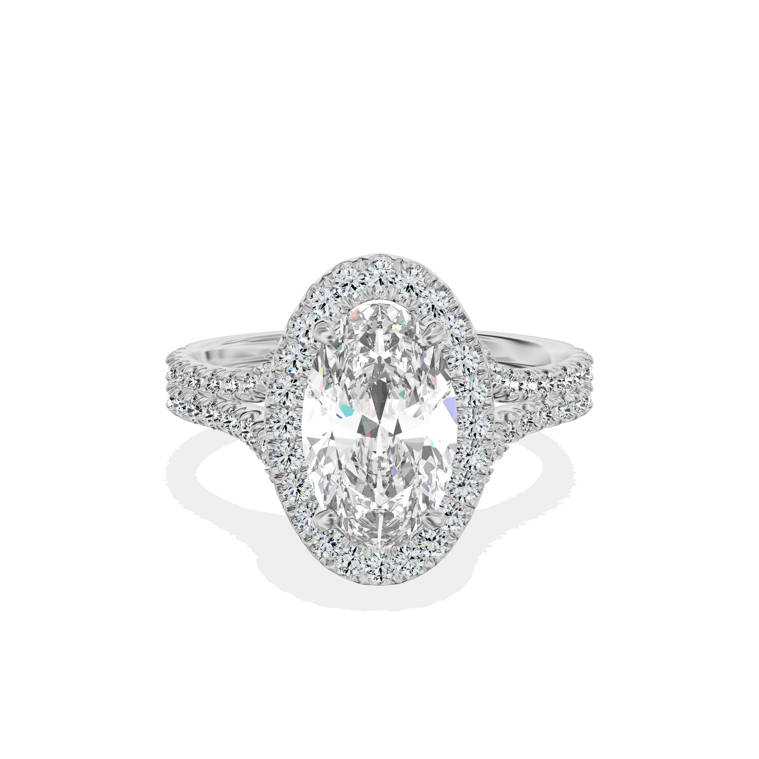 Split Shank Hidden Halo Engagement Ring