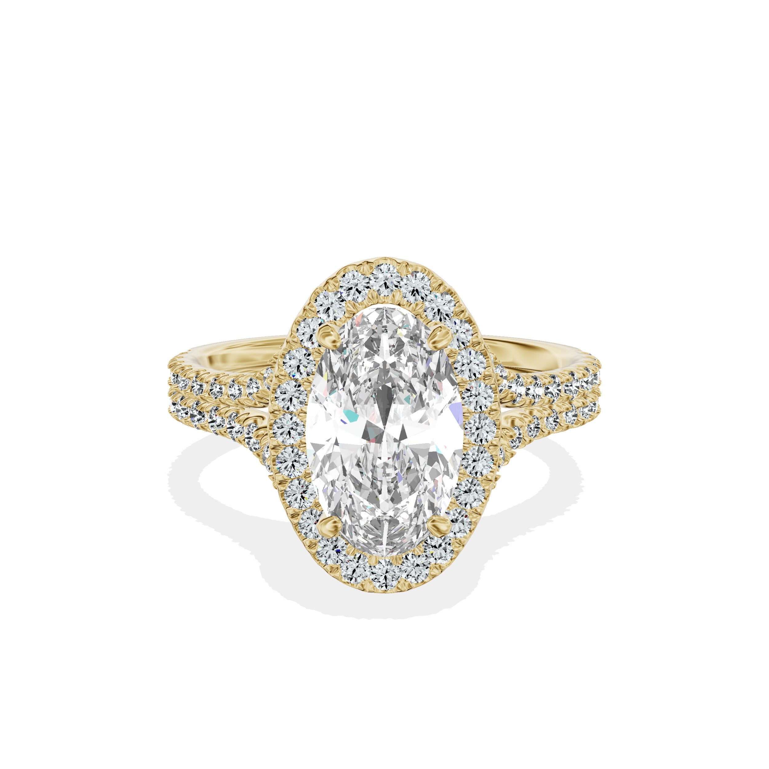 Split Shank Hidden Halo Engagement Ring