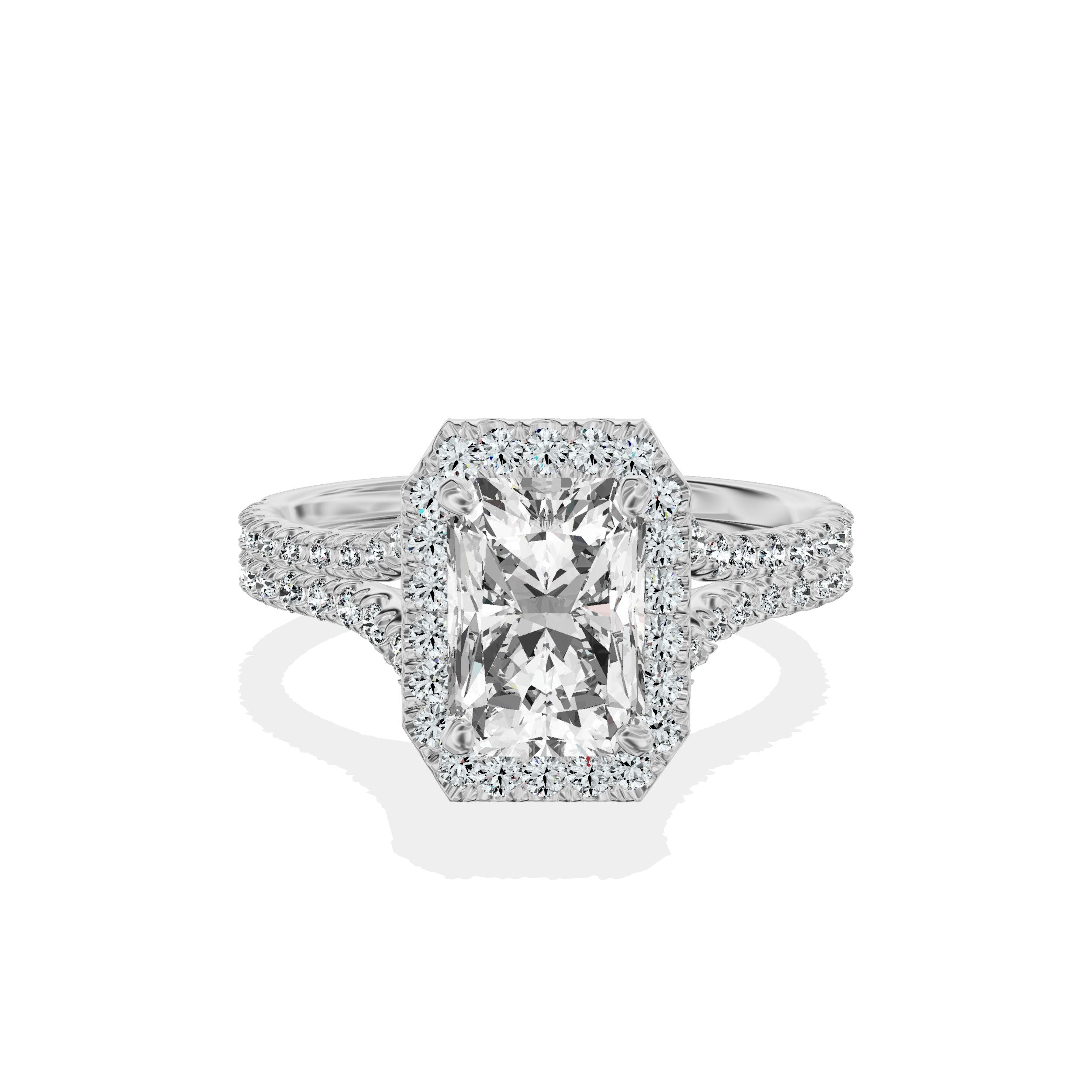 Split Shank Hidden Halo Engagement Ring