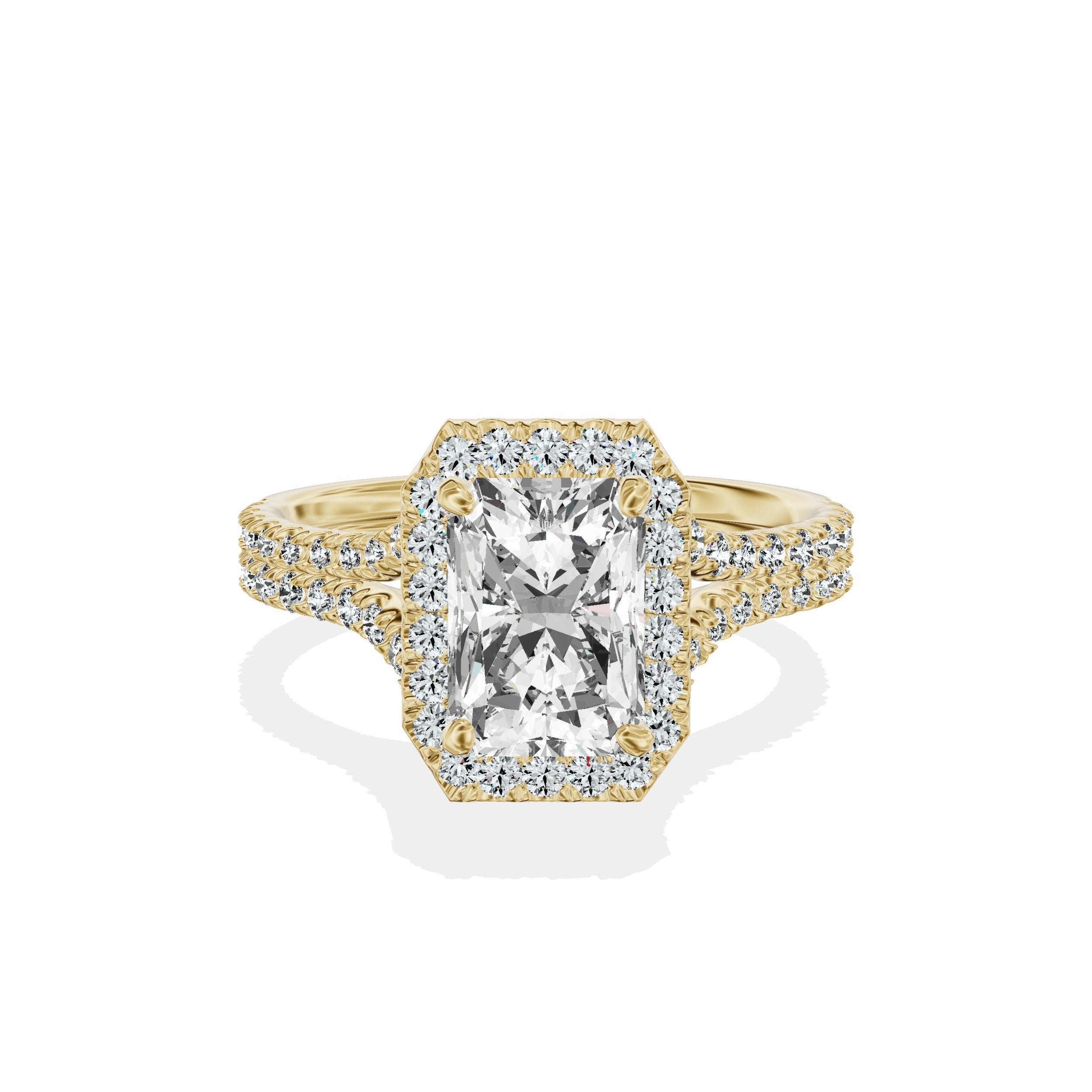 Split Shank Hidden Halo Engagement Ring